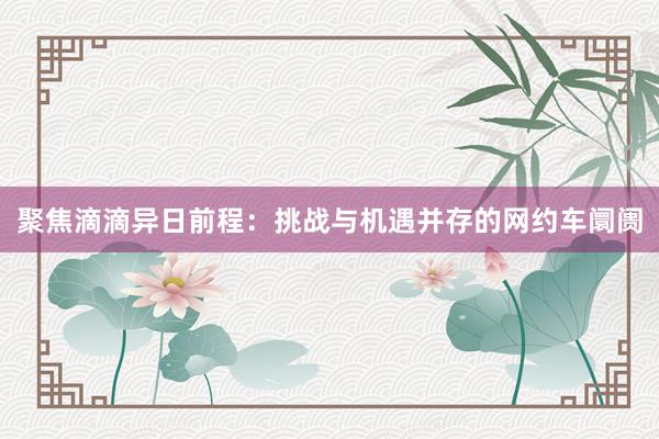 聚焦滴滴异日前程：挑战与机遇并存的网约车阛阓